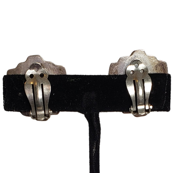 Vintage Sterling Silver Modern Clip-On Earrings - Signed Sterl Weiss - Picture 2 of 4